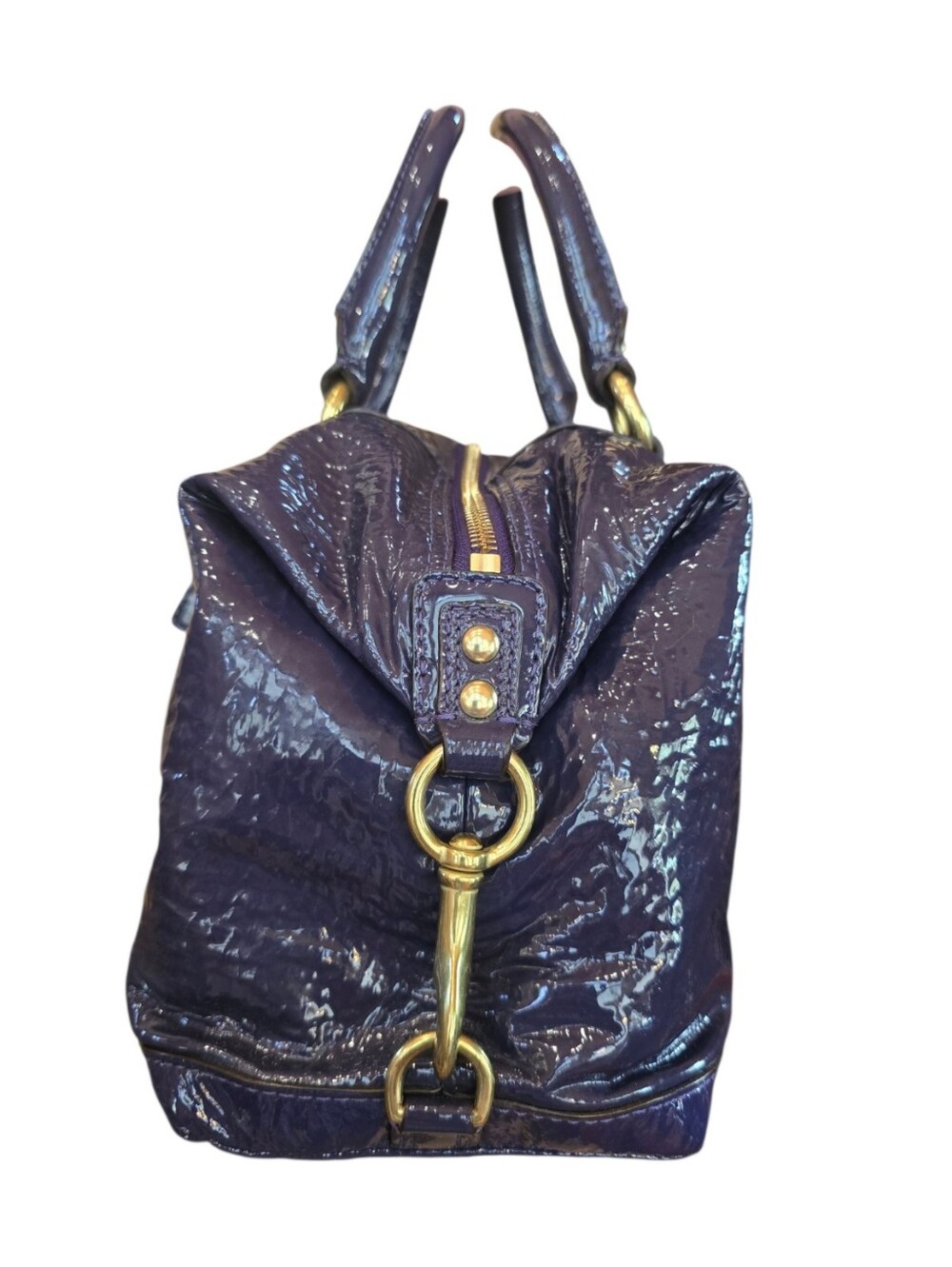 Coach Madison Sabrina Deep Plum Purple Crinkled Patent Leather Satchel - Picture 8 of 16